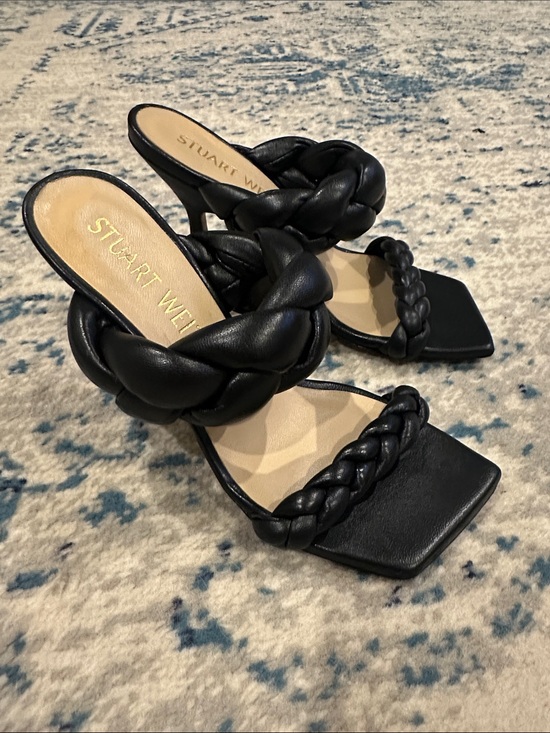 Stuart Weitzman Shoes - Stuart Weitzman Playa 100 Black Braided Heels